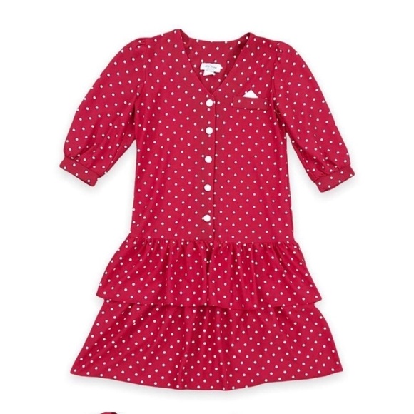 Vintage 1970s Red Polka Dot Puff Sleeve Scooter Ruffle Mini Dress Small - Picture 7 of 7